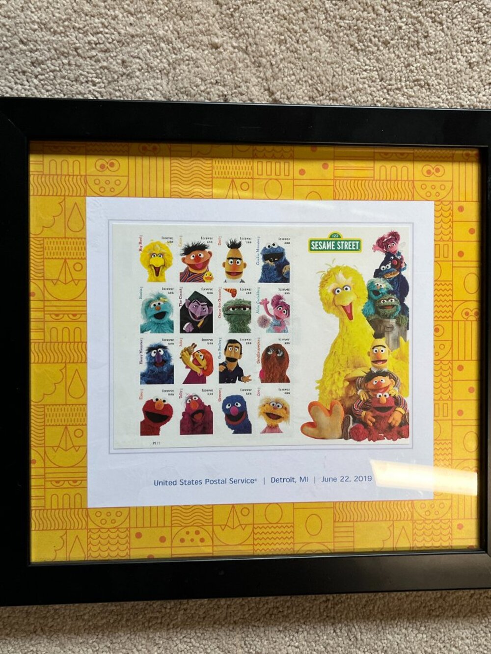 Sesame Street USPS Forever Stamps Framed Display 2019 50th Anniversary
